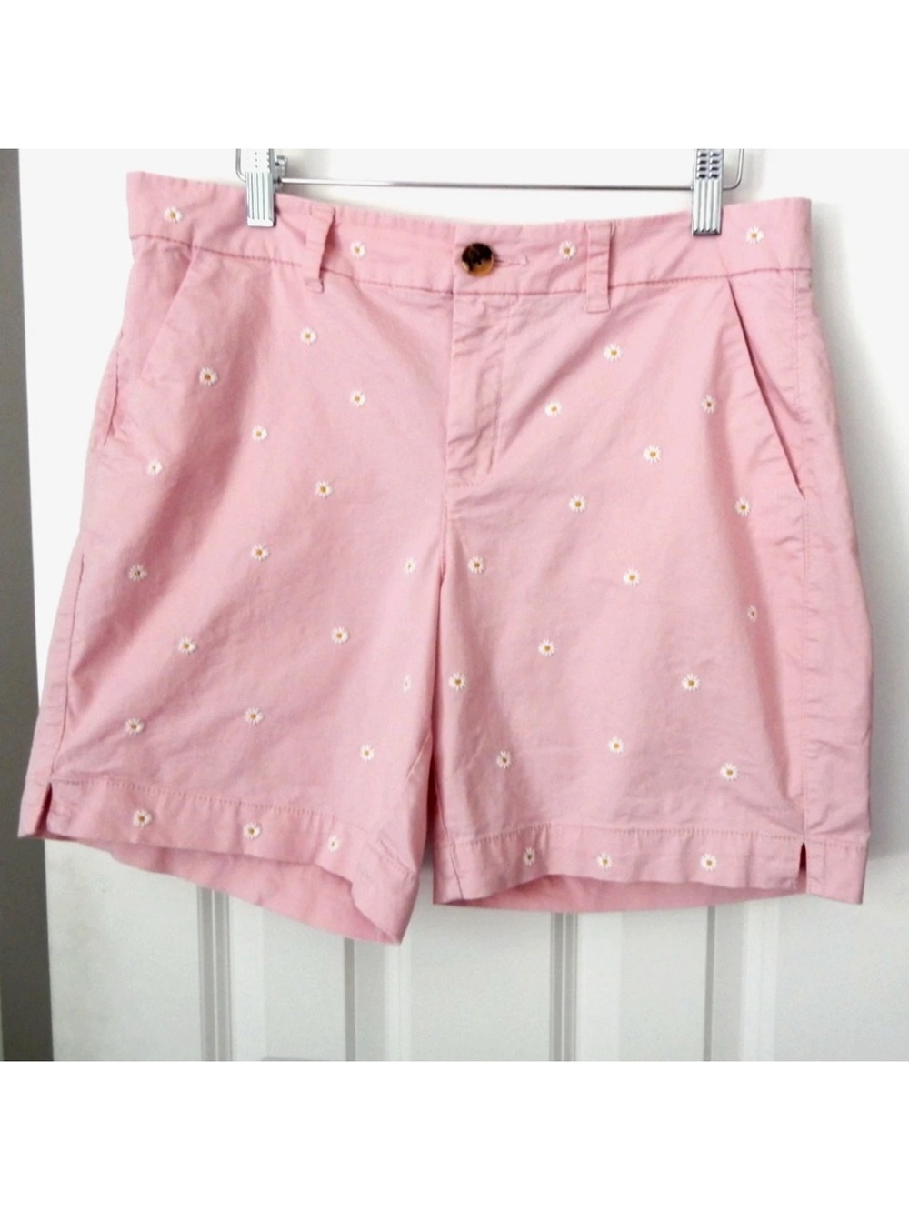 Old Navy Pink Daisy Embroidered High-Waist Shorts